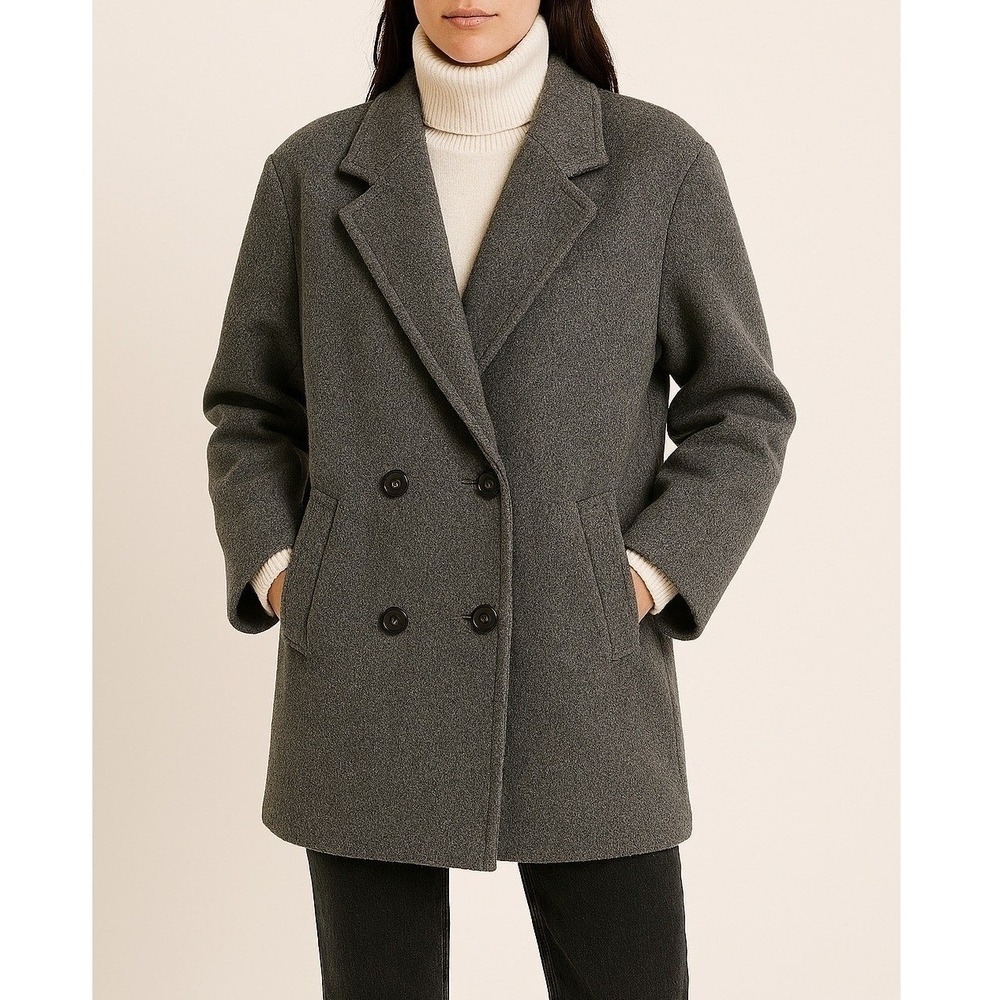 Vintage Women's Wool Pea Coat Gray Large